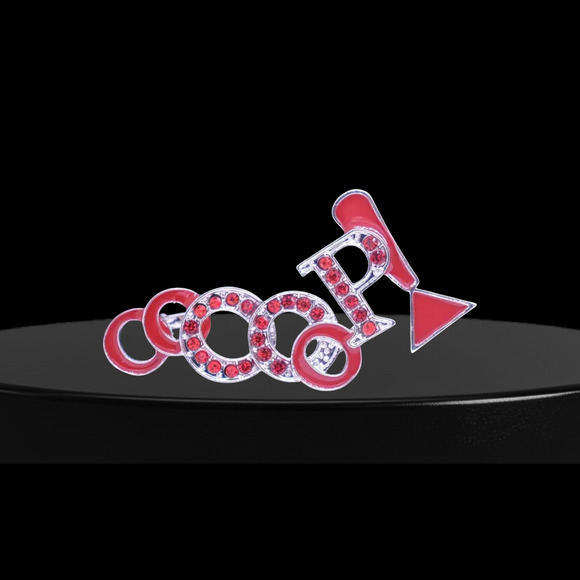 Delta Sigma Theta Brooch Oops Red Rhinestones - Picture 3 of 3